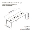 Ver imagem 3 de Estação de Trabalho Mesa Plataforma Escritório Dupla para 4 Pessoas com Caixa de Tomada Pdc Marrom/Walnut/Branco