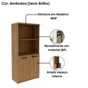Ver imagem 5 de Mesa Escrivaninha de Canto Armario para Escritorio 02 Portas Amendoa Preto Tecno Mobili