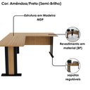 Ver imagem 4 de Mesa Escrivaninha de Canto Armario para Escritorio 02 Portas Amendoa Preto Tecno Mobili