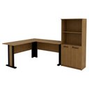 Ver imagem 1 de Mesa Escrivaninha de Canto Armario para Escritorio 02 Portas Amendoa Preto Tecno Mobili