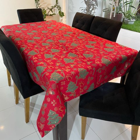 Toalha de Mesa Redonda em Jacquard Luxo Árvore de Natal - 2,80M