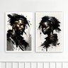 Kit 2 Quadros Casal de Negros - Aquarela 33x24cm:moldura Branca - 2