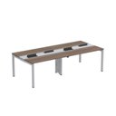 Ver imagem 1 de Estação de Trabalho Mesa Plataforma Escritório Dupla para 4 Pessoas com Caixa de Tomada Pdc Marrom/Walnut/Cinza