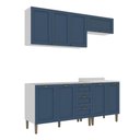 Ver imagem 4 de Cozinha Completa Modulada 4 Peças 8 Portas 3 Gavetas 190cm Provençal Branco/Azul - Mademovel