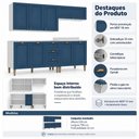 Ver imagem 6 de Cozinha Completa Modulada 4 Peças 8 Portas 3 Gavetas 190cm Provençal Branco/Azul - Mademovel