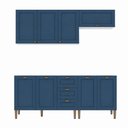 Ver imagem 2 de Cozinha Completa Modulada 4 Peças 8 Portas 3 Gavetas 190cm Provençal Branco/Azul - Mademovel