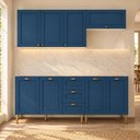 Ver imagem 5 de Cozinha Completa Modulada 4 Peças 8 Portas 3 Gavetas 190cm Provençal Branco/Azul - Mademovel