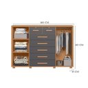 Ver imagem 3 de Guarda Roupa Solteiro Vivacce 04 Portas com Espelho e Cômoda Fontana Freijo Titanium- Móveis Albatro