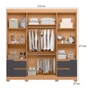 Ver imagem 2 de Guarda Roupa Solteiro Vivacce 04 Portas com Espelho e Cômoda Fontana Freijo Titanium- Móveis Albatro