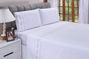 Ver imagem 1 de Jogo lençol Diamante quarto casal king bordado 4 peças 2fronha:Branco com Cinza