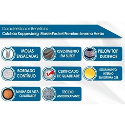Colchão Solteiro Molas Ensacadas Masterpocket Inverno Verão Double Face Euro Pillow (88x188x32) - - 3