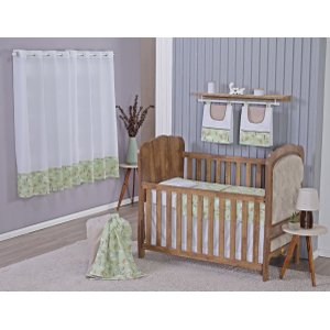 Enxoval de Bebe Kit de Berço Americano Cortina Algodão Menino Menina 7 Peças:safari Verde