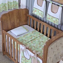 Enxoval de Bebe Kit de Berço Americano Cortina Algodão Menino Menina 7 Peças:safari Verde - 2