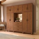 Ver imagem 1 de Guarda-Roupa 10 Portas 3 Gavetas Capelão Estrutura em Madeira Cobre Marrom/Castanho