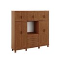 Ver imagem 2 de Guarda-Roupa 10 Portas 3 Gavetas Capelão Estrutura em Madeira Cobre Marrom/Castanho