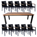 Ver imagem 1 de Jogo de Mesa Jantar Premium 3,00x1,00 Madeira + 10 Cadeiras Corda Náutica