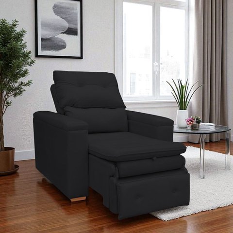 Poltrona do Papai Confortável Retrátil Reclinável Suede Srj:preto