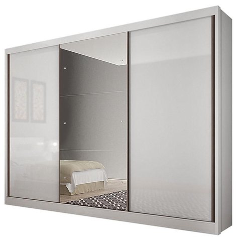 Guarda Roupa Casal Duna 3 Portas 6 Gavetas Neve com Espelho – Novo Horizonte