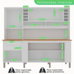 Armário de Cozinha 6 Portas 2 Gavetas Catar - 5