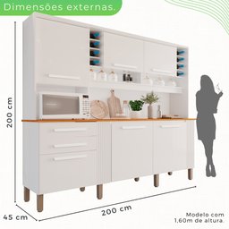 Armário de Cozinha 6 Portas 2 Gavetas Catar - 4