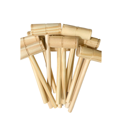 10 Mini Martelo Decorado de Madeira 15x5 Cm