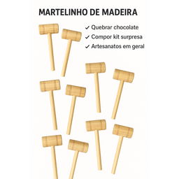 10 Mini Martelo Decorado de Madeira 15x5 Cm - 7