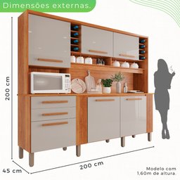 Armário de Cozinha 6 Portas 2 Gavetas Catar - 4