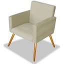 Ver imagem 2 de Kit 2 Poltrona Suede Bege Marcela Decorativa Pés Palito Imbuia Mel Cadeira para Sala Recepção