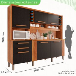 Armário de Cozinha 6 Portas 2 Gavetas Catar - 4
