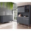 Ver imagem 2 de Cozinha Compacta Alice e Balcão Gabinete com Tampo Tatiane 120cm Cinza - Ajl Móveis