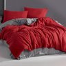 Jogo De Cama Casal Queen Vermelho Com Cinza 7 Pç Com Edredom - 2