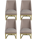 Ver imagem 1 de Kit 04 Cadeiras Para Sala de Jantar Ana Base de Ferro Linho Bege D'Classe Decor