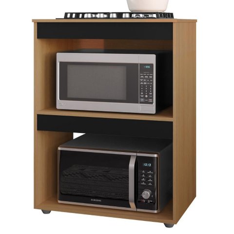 Balcao com Tampo para Forno e Cooktop 75 Cm Adriana Amendoa Preto Reajl
