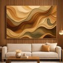 Ver imagem 3 de Quadro Grande Ondas de Terra Movimento em Tons Naturais