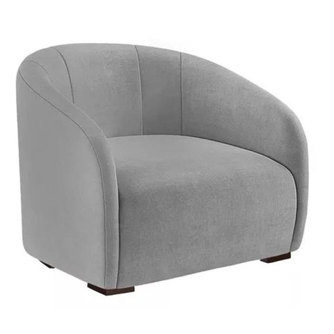 Poltrona Decorativa Estofada Recepção Julia Suede Cinza - Lm Decor