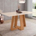 Ver imagem 1 de Mesa de Jantar 6 Lugares 160cm Vidro Canto Reto Lince Nature/off H02 - Mpozenato