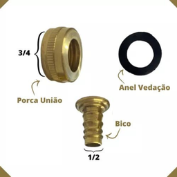Kit com 10 Bicos de Torneira 3/4 X 1/2 Latão P/ Mangueira Jardim - 4