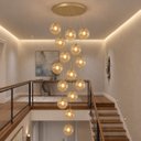 Ver imagem 2 de Pendente Moderno Glass 60cm 15 Vidros Âmbar 20cm C Lâmp. LED