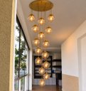 Ver imagem 1 de Pendente Moderno Glass 60cm 15 Vidros Âmbar 20cm C Lâmp. LED