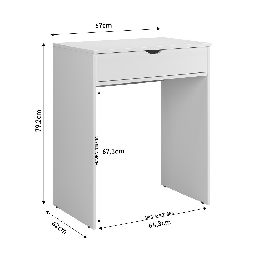 Escrivaninha Mesa Computador ou Notebook Escritório Branco - 4