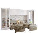 Ver imagem 2 de Quarto Infantil com 2 Guarda-Roupas com Espelhos Neo 3 Aéreos 1 Mesa de Cabeceira Branco Madesa