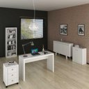 Ver imagem 1 de Kit Escritório Completo 5 Peças C/ Mesa Estante e Balcão Cor:branco