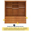 Ver imagem 7 de Guarda-Roupa Casal com 3 Portas de Correr e 9 Gavetas 199cm Multimóveis CR35484 Cinamomo