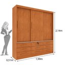 Ver imagem 4 de Guarda-Roupa Casal com 3 Portas de Correr e 9 Gavetas 199cm Multimóveis CR35484 Cinamomo