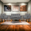 Ver imagem 1 de Kit Namoradeira Decorativa + 2 Poltronas Reforçadas para Amamentação Suede