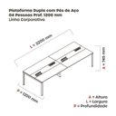 Ver imagem 3 de Estação de Trabalho Mesa Plataforma Escritório Dupla para 4 Pessoas com Caixa de Tomada Pdc Cinza e Branco
