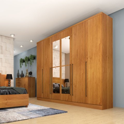 Guarda Roupa Sevilla Casal 6 Portas com Espelho Tcil:cinamomo