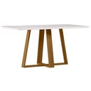 Ver imagem 1 de Mesa de Jantar 6 Lugares Retangular 160cm Tampo Mdf com Vidro Elian N01 Ypê Off White - Lyam Decor