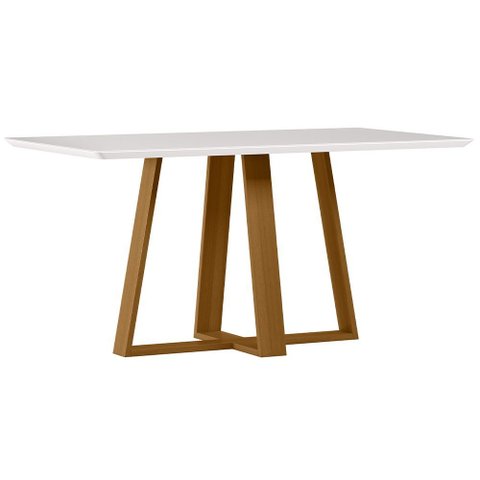 Mesa de Jantar 6 Lugares Retangular 160cm Tampo Mdf com Vidro Elian N01 Ypê Off White - Lyam Decor