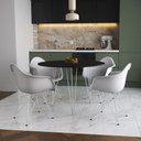 Ver imagem 1 de Mesa Jantar Redonda 90cm Preta Clips 3 Pés com 4 Poltronas Brancas Ferro Branco - Cor: Preto